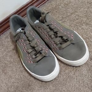 Olive puma trainers